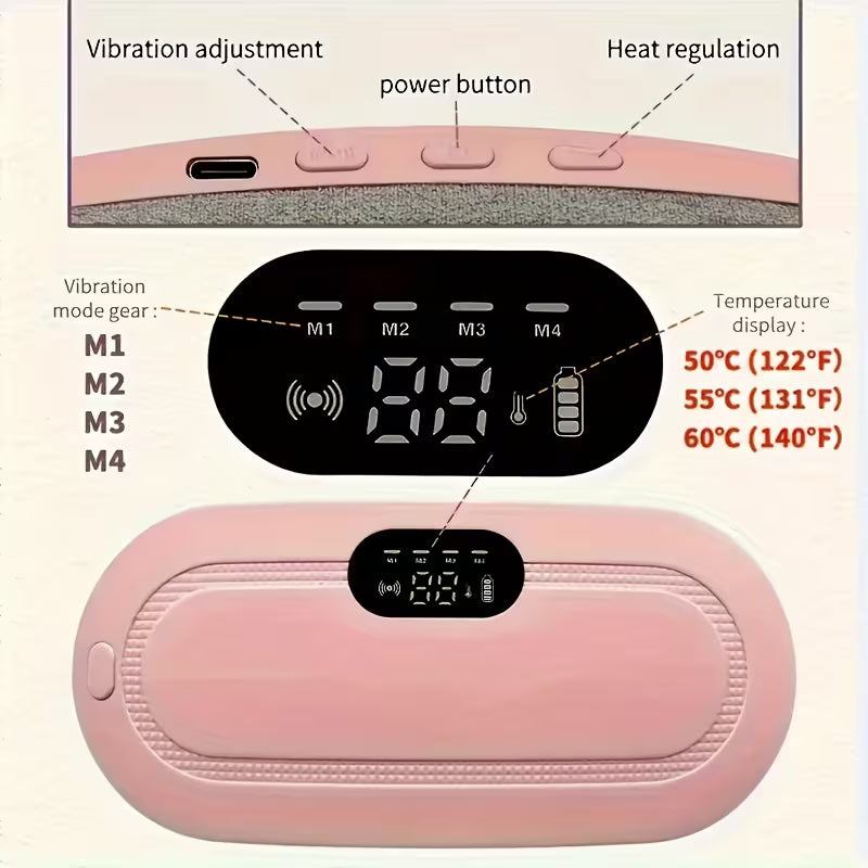 Warm Palace Treasure, a Portable Wireless Heating Pad for Women, Adjustable Multi-Level Modes, Heating Pad for Women'S Back And Abdomen, Electric Heating Belt for Menstrual Periods, Heat, Vibrating Waist Massager, Rechargeable, Warm Stomach Patch