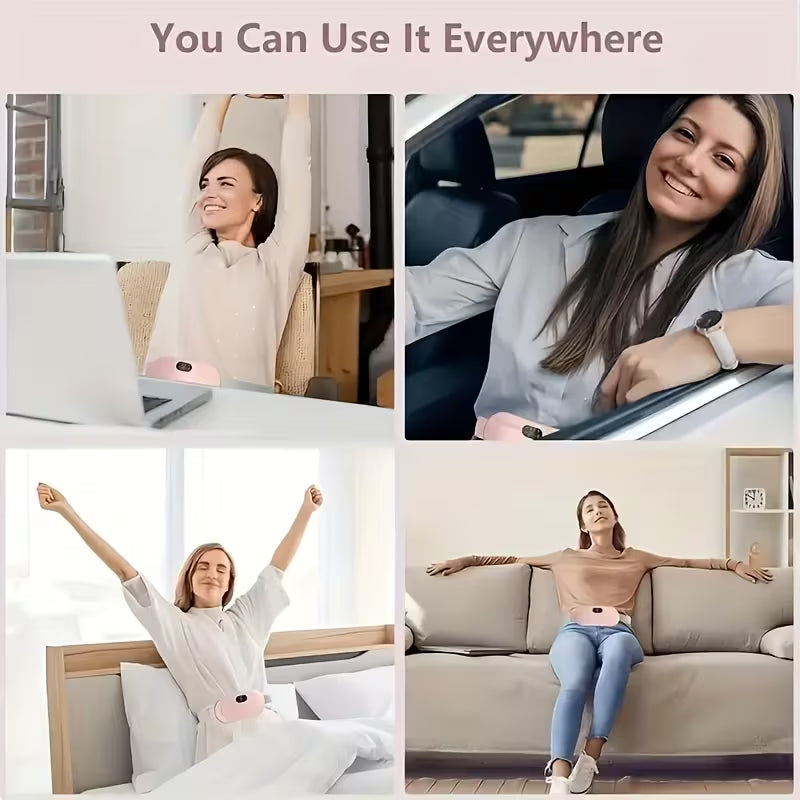 Warm Palace Treasure, a Portable Wireless Heating Pad for Women, Adjustable Multi-Level Modes, Heating Pad for Women'S Back And Abdomen, Electric Heating Belt for Menstrual Periods, Heat, Vibrating Waist Massager, Rechargeable, Warm Stomach Patch