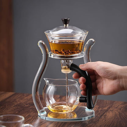 Lazy Kung Fu Drip Teapot, Magnetic Flow Semi-Automatic Glass Teapot Set, Heat Resistant Tea Set, Gift
