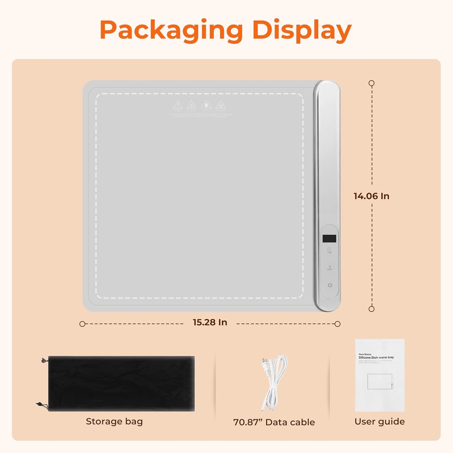 Electric Warming Tray Food Warmer Plate Foldable Portable Smart Food Fast Heating Mat Electric Warming Tray with 3 Tem Setting